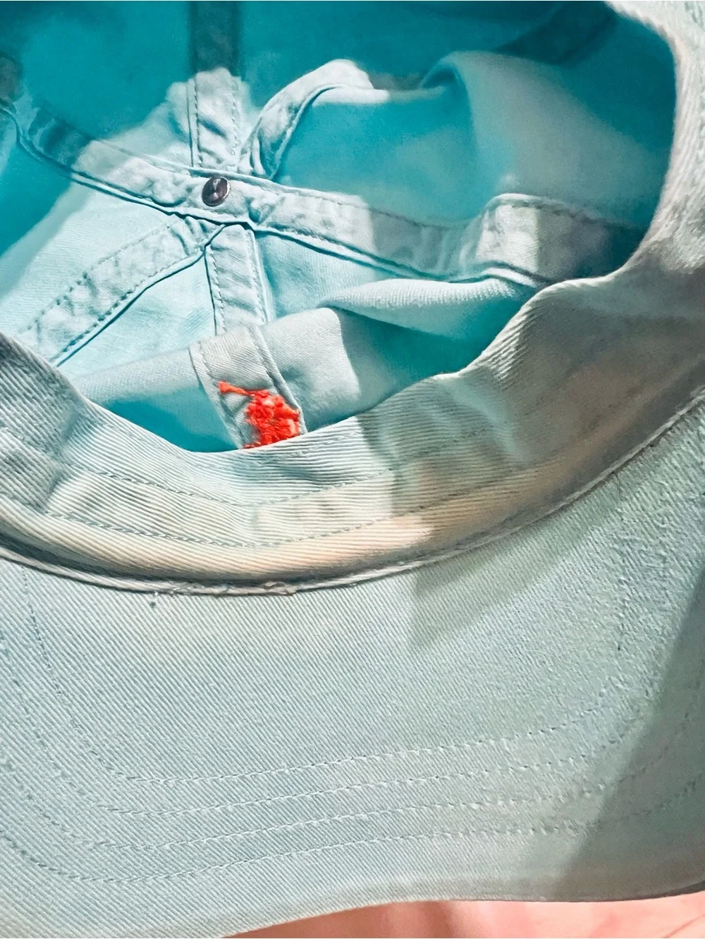 VTG Ralph Lauren  Aqua Baseball Cap with Orange Polo Limited Edition
